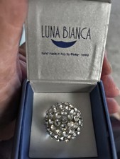 Bague Blanche Luna Bianca Swarovsky Boule Taille 56