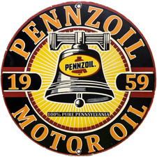 VINTAGE PENNZOIL MOTOR OIL PORCELAIN SIGN GASOLINE SERVICE STATION PUMP PLATE