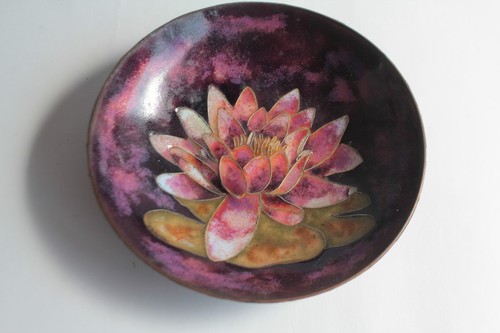 Coupe émaux sur cuivre fleur - coupe,