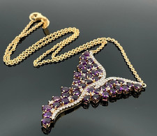 NECKLACE MADE OF 925/- SILVER GOLD PLATED WITH AMETHYST & ZIRCON JEWELLERY HUNTING