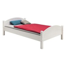 Lit simple 100 x 200 cm pin massif lasuré blanc pour enfant