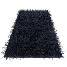 Tapis Shaggy noir moderne - poil long de 6 cm - antidérapant, 12 tailles - noué 