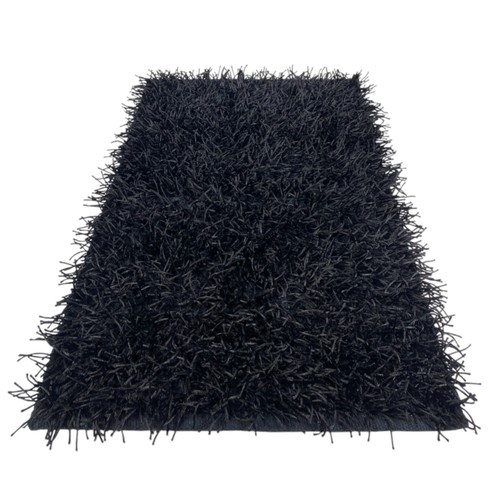 Tapis shaggy noir moderne - tapis,