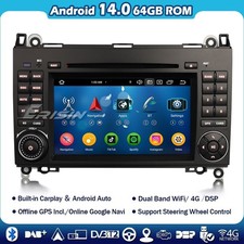 Autoradio GPS Android 14 Mercedes Classe A/B W169 W245 Vito 4Go CarPlay DVD DAB+
