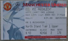 Ticket: 2000/01 Manchester United v Anderlecht 13th Sept 2000 UEFA Champ Lg