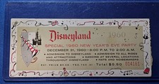 A Vintage 1960  Disneyland NEW YEARS EVE Admission Ticket