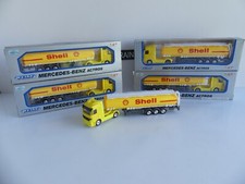 WELLLY LOT OF 5 MERCEDES BENZ ACTROS TRUCKS AND THEIR 1/87 EME SHELL TRAILER