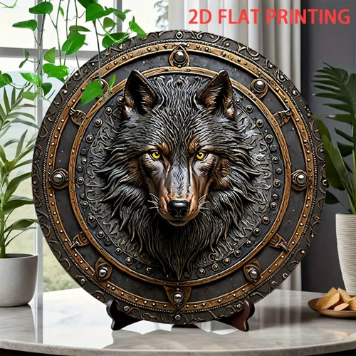 Viking wolf shield metal wall - viking,