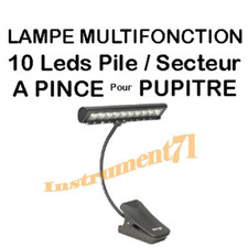 Eclairage Pupitre Orchestre à 10 Led 2 Niveaux de Réglage Fixation par Pince