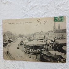 Old postcard CHARTRES PLACE DES EPARS FAIR 1907 LOIR et CHER / ANIMATION FAIRGROUND