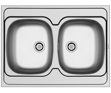 Évier D'Édition 80x60cm Inox Evier de Cuisine International Double 2 Lavabo