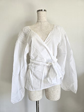 Chemisier Merlette Cache Coeur haut coton blanc XS femme manches longues du J...