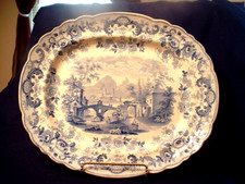 Gorgeous Antique J. Ridgway Staffordshire B&W Platter in the "Pomerania" Pattern