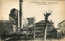 Old postcard 40 - Cap Breton - Church of St Nicolas - the Tour aux Anglais