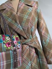 Oilily Women’s Plaid Wool Coat Size 40, US 8 10 W Matching Handbag