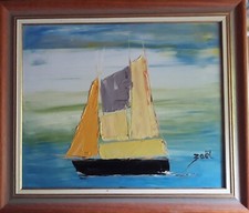 ZAEL, (quotation J.A Akoun) "SAILBOAT ON THE NORMANDY COAST"
