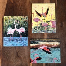 3 paintings acrylic paint on canvas cardboard - triptych 24x30