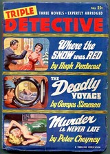 PULP:  Triple Detective Pulp Fall 1950- Hugh Pentecost-Georges Simenon- Peter...