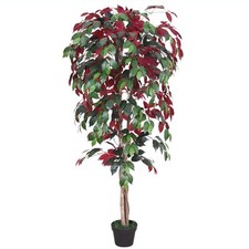 Rouge Ficus Benjamina Plante Arbre Artificielle Artificiel 150cm Decovego