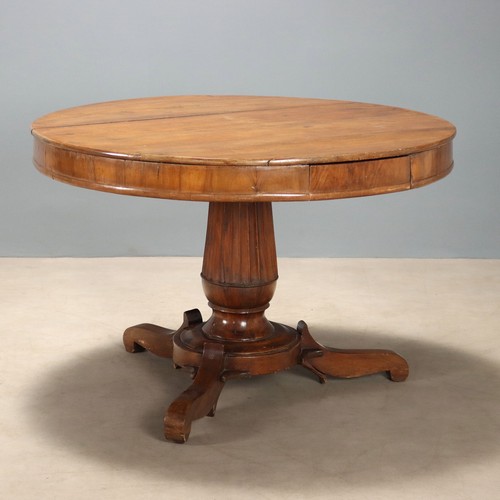Table ronde ancienne - ronde, noyer