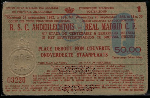 Billet 1962 rsc - anderlecht, vs