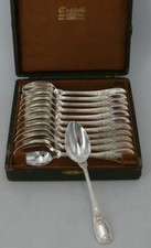 Christofle Trianon, 12 teaspoons/coffee/dessert, 14.5cm, silver metal.