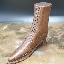 Antique Wooden Carved Snuff Maker Lace Up Boot Folk Art Erotic ca 1900