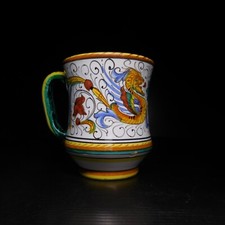N24.425 tasse mug Lama Deruta fait main terre cuite faïence art déco table
