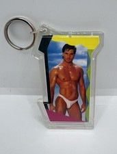 Vintage Chippendales acrylic keychain rare novelty collectible male dancer vtg
