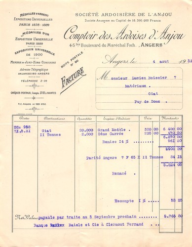 1931 societe ardoisiere l - 1931,