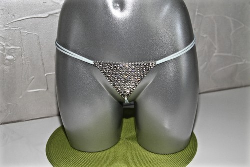 String tanga strass bleu - strass,