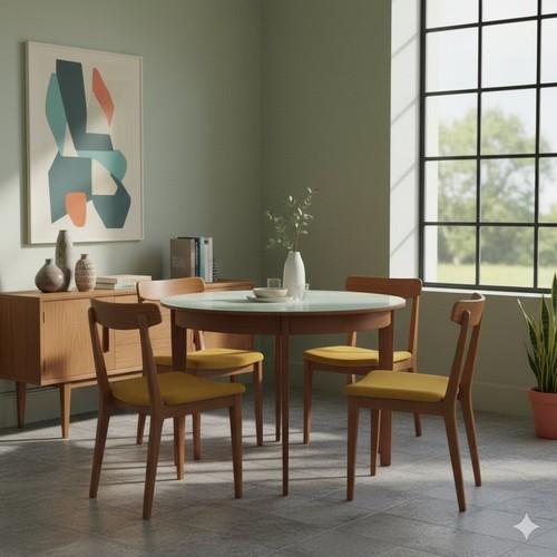 Table ronde vintage teck - ronde,