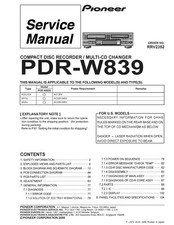 Service Manuel D'Instructions pour Pioneer PDR-W839