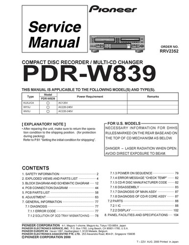 Manuel service pour pioneer - manuel,