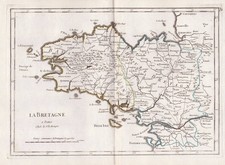 Bretagne Brittany France Gravure Carte Map Kupferstich Le Rouge 1767
