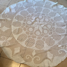 Nappe Ronde Crochetée Main En