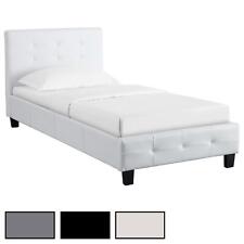 Lit simple avec sommier 90x190 cm revêtement synthétique capitonné