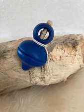 22⚜️ Wooden spinning top game toy to throw with blue launcher string height 9 cm
