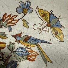 Plat ancienne faïence Rouen Desvres 18e art populaire Assiette corne...