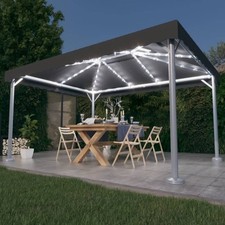 Tonnelle à Guirlande Lumineuse à LED 4x3 m Anthracite Aluminium Jardin vidaXL