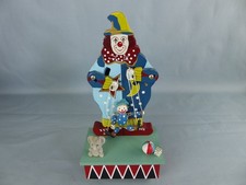 Ancienne boite a musique clown animé GILDE HANDWERK en bois GERMANY , testé OK