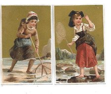 3 Chromos Antique Gold Bottom Pub Testu Massin H 10cms Pretty Fishing Girls
