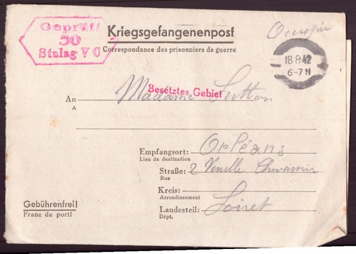 Lettre prisonnier guerre - prisonnier, de