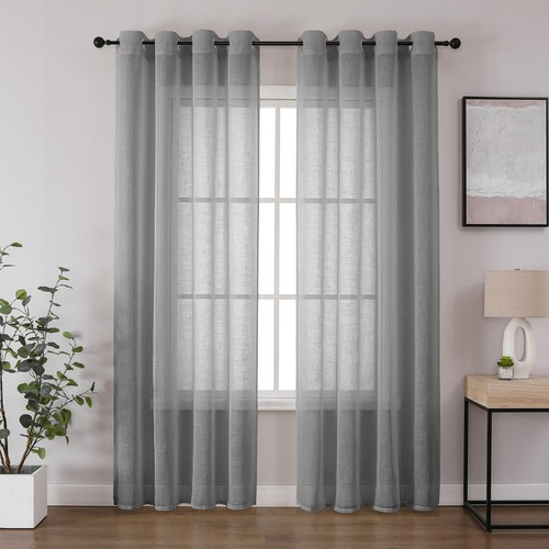 Rideau voile aspect - , gris