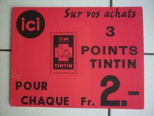 RARE   PLV  POINTS  TINTIN  AVEC PIED EN CARTON A L ARRIERE  /  35 X 27    CM 