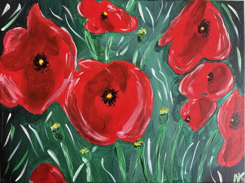 Peinture florale coquelicots