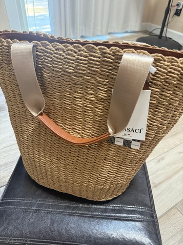 Designer gussaci straw tote - straw,