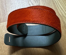 Le Tanneur - Bandoulière de sac à main - cuir kaki et peau orange - 88 x 4 cm