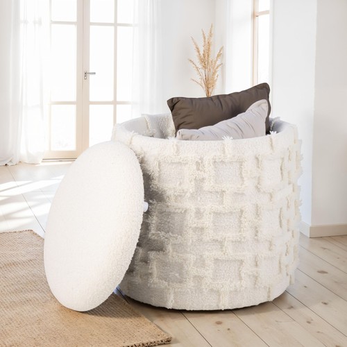 Finebuy tabouret rond - tabouret, crème