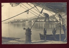 antique photo card. boat . sailboat . Marins